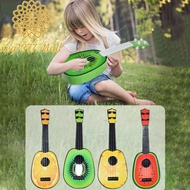 XEG1377 4 Strings Simulation Ukulele Toy Cartoon Fruit Adjustable String Knob Musical Instrument Toy Stringed Instrument Classical Small Guitar Toy Children Toys