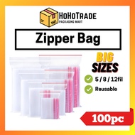 Hohotrade BIG SIZE Zipper Bag(100PCS) Resealable Plastic Bag Zipper Bag Zipper Bag plastik tudung be