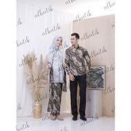 KEMEJA Albatik - KIARA GRAY couple batik Set (shirt, skirt, free shawl)