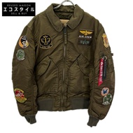 ALPHA Industries MIL-J-23230A CWU-45 卡其色尼龍飛行員臂章 MA-1 飛行夾克 大號 [二手]