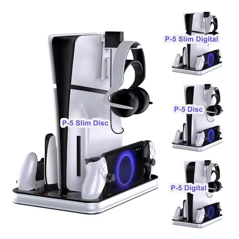 Cooling Stand and Charging Station for PS5/PS5 Slim Console, Charger Dock for PS5 Controller/Edge Co