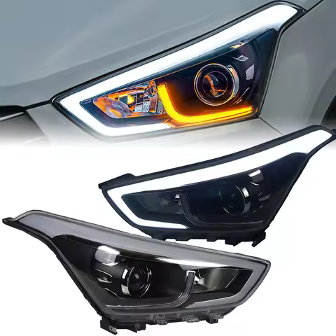 Headlight For Creta IX25 2014-2018 Car автомобильные товары LED DRL Hella Xenon Lens Hella Hid H7 Ca