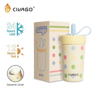 ​CIVAGO（13oz/390ml）Stylish Portable Straw Tumbler Stainless Steel Vacuum Cup with Ceramic Coating