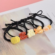 Zp Baozi Noodles Black Rubber Band Hair Ring Cute Cartoon Food Toys Head Rope Hair Rope Girl Student