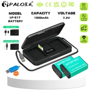 PALO LP-E17 battery (48.5*37.5*13.5)mm 7.2V 1800mAh for Canon EOS 850D 200D 750D+ 2-Slot LCD Charger