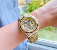 นาฬิกาผู้หญิงQUEEN Gold  ตัวเรือนและสายสเตนเลสสีทองโชว์กลไก มีเข็มบอกวัน,วันที่ หน้าปัด 40 มิล