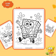 Set of 50/25/10 coloring pages, SpongeBob shaped coloring pages, A4, A5 paper 160gsm thick SB992D