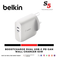 Belkin BoostCharge Dual USB-C PD GaN Wall Charger 63W