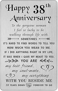 TANWIH 38th Wedding Anniversary Card Gifts for Wife, Happy 38 Year Anniversary Cards for Women Her, 
