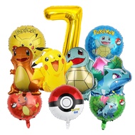 Pokemon Bóng Bộ 10/5 Chiếc Pikachu 32 Inch Vàng Xanh Lá Số Bóng 1-9 Dành Cho Trẻ Em 1-9th Sinh Nhật 