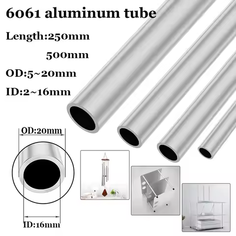 Aluminium Pipe 1.5~2mm Thickness 5~20mm OD Straight 250mm 500mm Long Round 6061 Aluminum Alloy Tube
