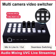 4K 4 Port HDMI Live Stream Switcher 4 in 2 Out Audio Mixer Real Time Multi Camera Live Streaming Sup