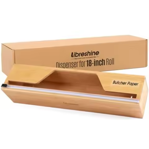 Compact Foil Dispenser and Butcher Paper Dispenser with Slide Cutter Wall-Mount Bamboo Paper Roll Or