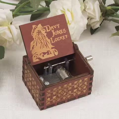 Wooden Hand Rocker Music Box for Lovers, Pirates of the Caribbean, Sky City, Vintage, Baby Gifts, Ne