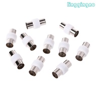 RR 10 Pcs RF Antenna FM TV Coaxial Cable TV PAL Female To Female Adapter Connector