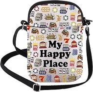 Casino Lover Gift Gambler Gifts My Happy Place Lucky 777 Jackpot Casino Slot Machine Crossbody Bag G