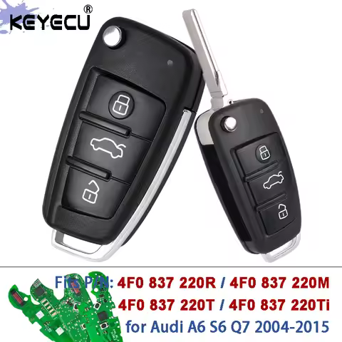 KEYECU IYZ 3314 4F0837220M/ 4F0837220T/AF/D/R 8E Chip 315/434/868MHz Half Smart Car Remote Key For A