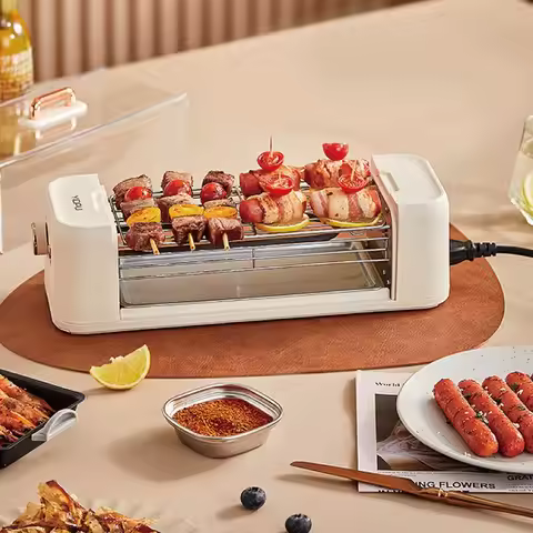 Home Electric Sausage Machine Kebab Grill 500W Barbecue Machine Hot Dog Skewers Smokeless Non-stick 
