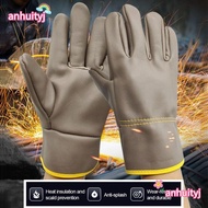 AHTY Labor Gloves, Thick Wear Resistant Welding Gloves, Short Security Protection Cowhide Safety Glo