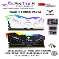 TEAMGROUP T-Force Delta RGB DDR5 Ram 32GB | 48GB | 64GB | 6000MHz Desktop Memory Module - Black - Wh