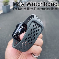 FKM Fluororubber Band for iWatch Ultra 2 Watchband Oil-resistant Sweat-proof Dust-resistant High-qua
