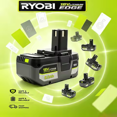 Ryobi ONE+ 18V 8.0Ah High‑Capacity Replacement Battery Fit P107 P108 P190,for DIY Projects Ryobi ONE
