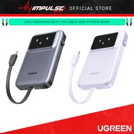 Ugreen Uno 10000Mah Built-In Cable 30W Power Bank - Grey / Purple