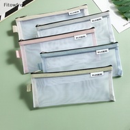 Fitow Simple Transparent Mesh Pencil Case Office Student Pencil Cases School Supplies Pen Box FE