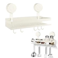 Wall Spice Rack, Spice Organiser with Hooks, Suction Cup and Screws Made of Metal Materials, Spice R