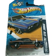 Hot Wheels 70 Pontiac GTO Judge. Card Muscle Mania GM12 Series. Color biru.