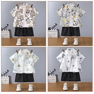 Set Baju Budak Lelaki Kemeja Hawaii 73-140cm
