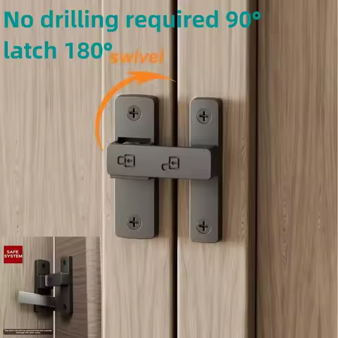 Warehouse Barn Room Bathroom Lock Buckle Sliding Door Lock 1 Set Punch-free 90° Latch Door Buckle 18