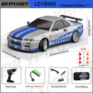 Skymaker LD1899 1/18 RC Drifting Car GTR R34 2.4GHz RWD with Gyroscope on-Road Alloy Body Shell Remo