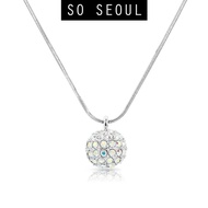 SO SEOUL Arwen Lollipop Oversized Pavé Ball Swarovski® Aurore Boreale Crystal Pendant Chain Necklace
