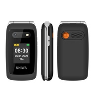 eForChina UNIWA V202T 4G Flip Style Phone 2.4 inch Unisoc T107 Cat.1 SOS FM Dual SIM Cards 21 Keys