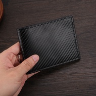 Carbon Fiber Pattern Large-Capacity Wallet Multi-card Slot Simple Style Change Slot Two-fold Men's W