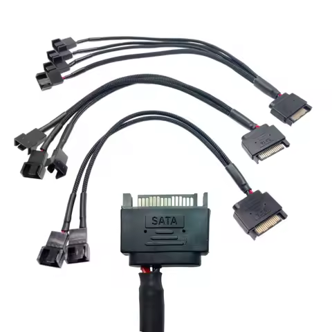 SATA to 3 Pin / 4 Pin Fan Adapter 15 Pin SATA to 12V PC Case Fan Splitter Extension Power Cable Adap