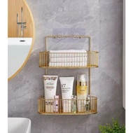 Littleapple_O Luxury Aesthetic Double Layer Bathroom Hanging Shelf Gold Iron Material / Wall Mounted