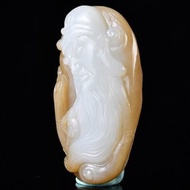 秒殺價 天然新疆和田玉且末糖羊脂玉關公吊墜手把件