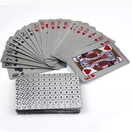 Kad Permainan EAY Kad Permainan Plastik Kalis Air Kad Poker Mewah Warna Berlian Perak Saiz Standard 