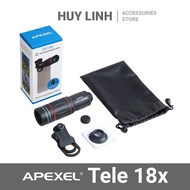 Bộ lens ống kính đa năng cho điện thoại Apexel tele 18x macro 15x wide 0.63x fisheye 195 độ