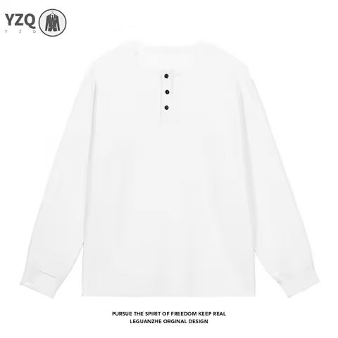 Lightweight Waffle Knit Pullover Men Crew Neck Long Sleeve Button Notch Design Youth Outdoor Leisure