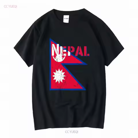 Nepal flag T Shirt top city map Shahs Himalayas Sun and the Moon long sleeves vintage Washed Top For