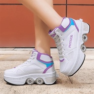 New Deformation Roller Skate Shoes for Kids Parkour Roller Shoes With4 Wheels Double-Row Roller Skat