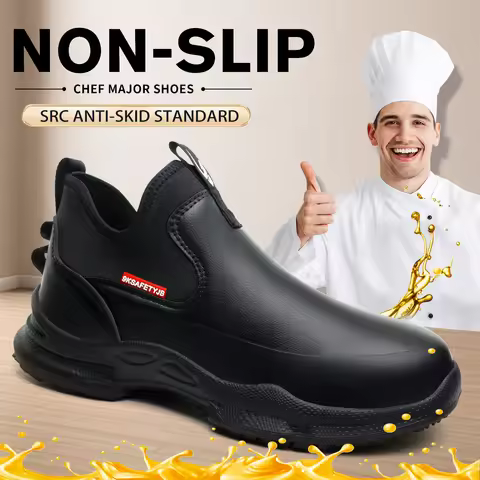 Mens Chef Work Shoes Non-Slip Oil-Resistant Kitchen Footwear Comfortable Restaurant Safety Shoes Wat
