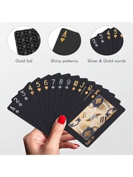1 張黑色 Pvc 防水鑽石紋理撲克牌,清晰印刷,優質塑膠箔,非常適合派對裝飾成人遊戲禮物
