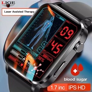 LIGE Smart Watch Men Laser-Assisted Therapy Three high Heart rate Blood sugar Health Smart Watch Sleep Body Temperature Monitoring Smart Men Watch + Box