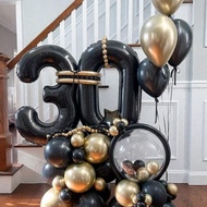 18/30/50th Birthday Black Number Balloon Set 32inch Balck Number Star Foil Balloon 1st 30th Birthday