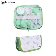 HUAIHAO 6Pcs Newborn Baby Care Kit With Storage Bag Aspirator Nail Scissors Hair Comb Brush Cleaning