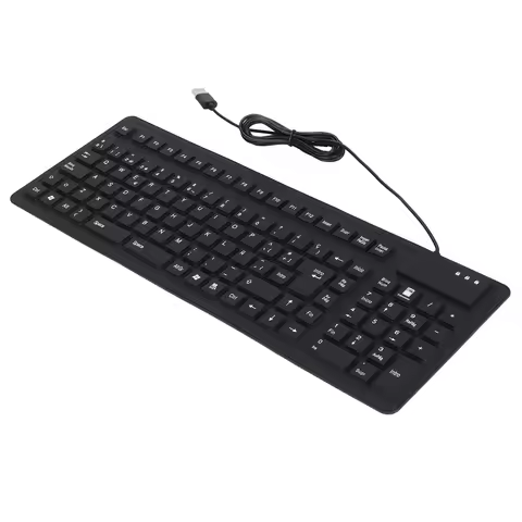 108 Keys USB Wired Keyboard Spanish Keyboard Portable Foldable Quiet Waterproof Dustproof Silicone K